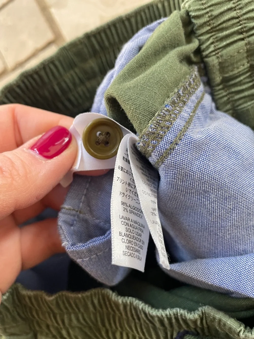 Vineyard Vines Boys Olive Green Cargo Pants - Drawstring Waist Pull On Small